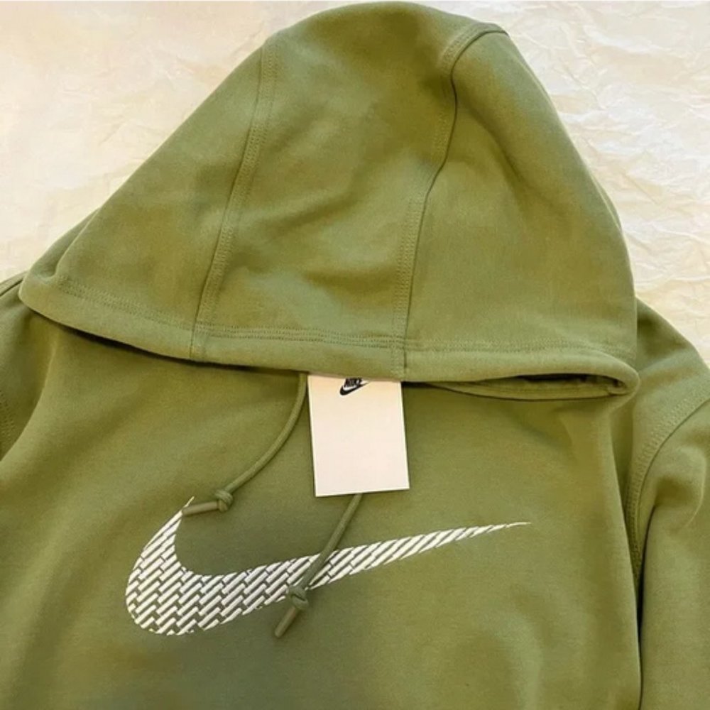 Men’s Nike Fleece Pullover Hoodie Green - Picture 3 of 8
